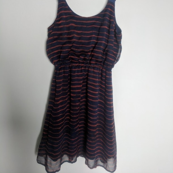 Xhilaration Navy/Orange Stripe Sun Dress - Picture 3 of 5